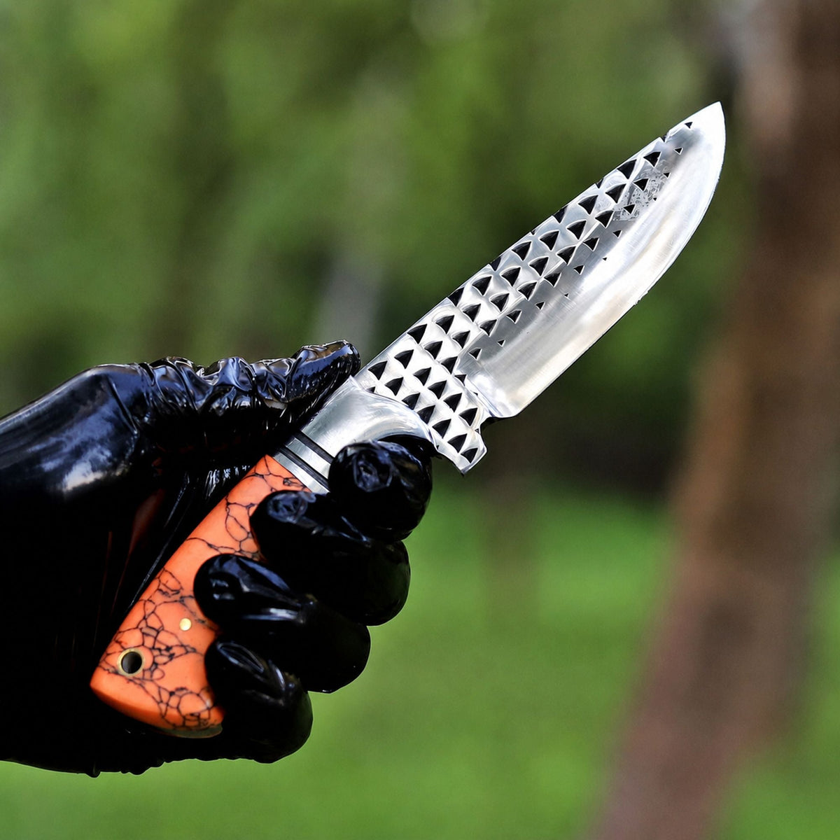 Cowboy Hunting Knife Rasp D2 Steel Turquoise Handle - image 5