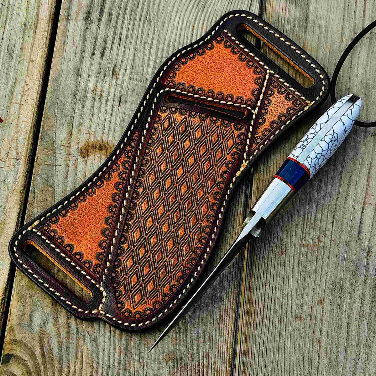 Western Style Cowboy Knife Turquoise Handle - image 4