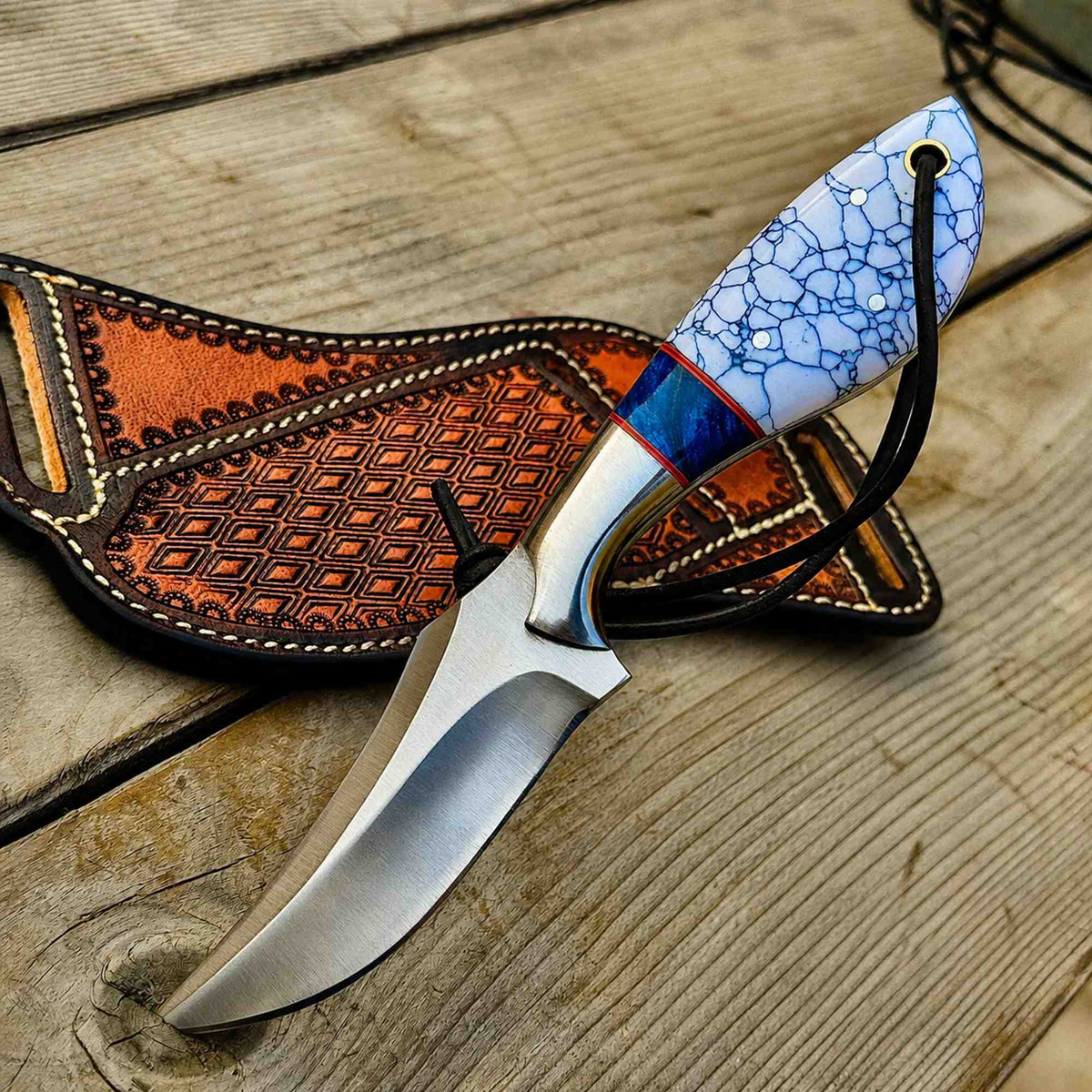 Western Style Cowboy Knife Turquoise Handle - image 3