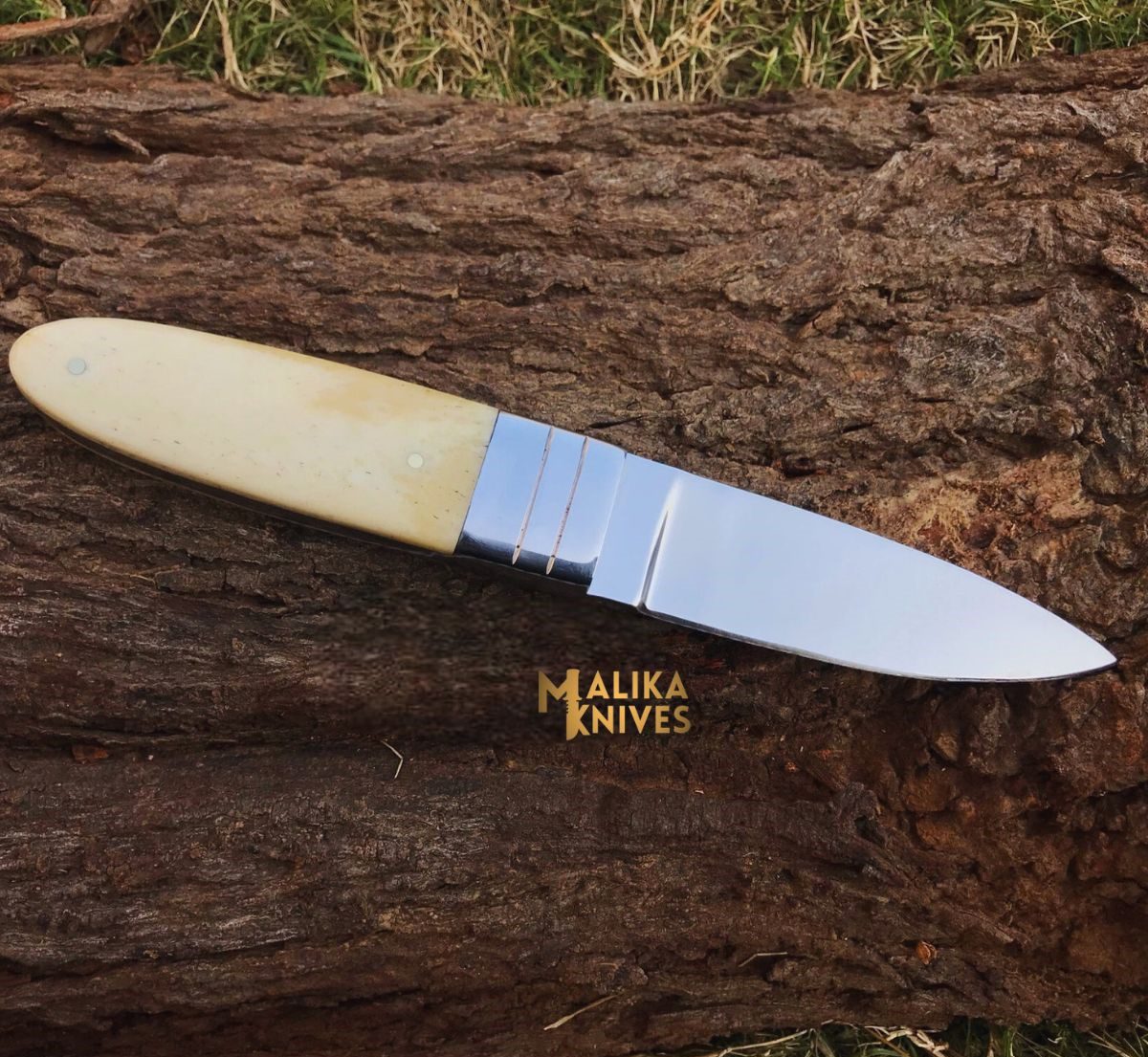 Needle Point Hunting Knife D2 Steel Camel Bone Handle - image 2