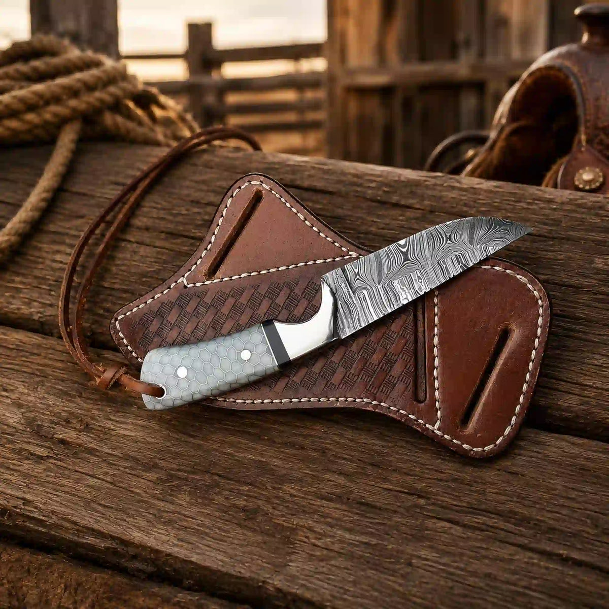 Buckaroo Knife | Damascus Steel with Pakka Wood Handle - image 2