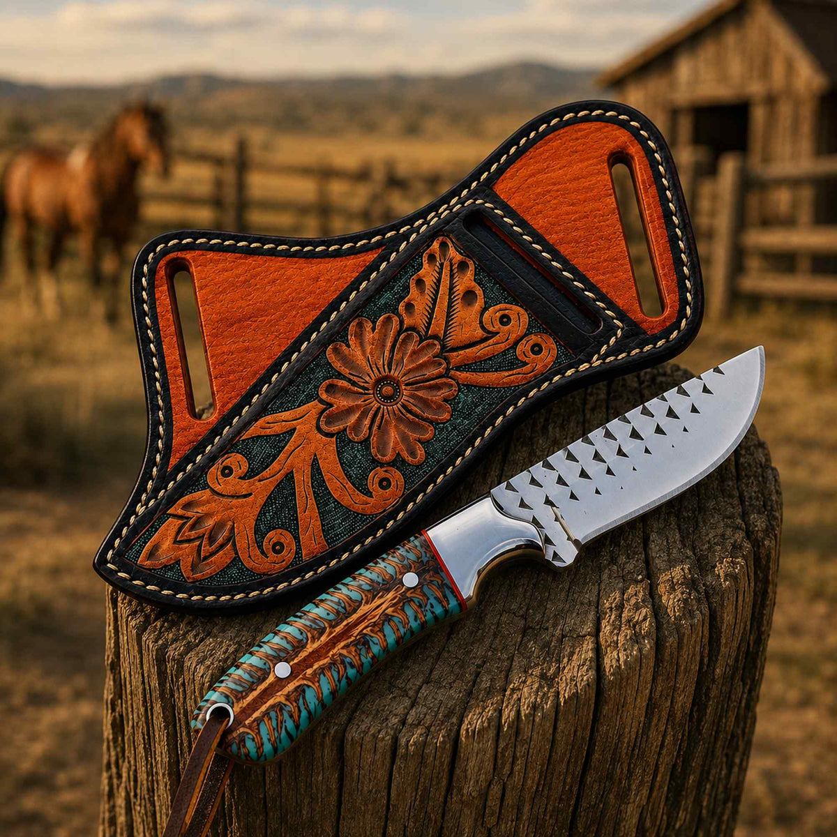 Handmade Ranch Knife | Rasp Steel | Pinecone Handle - image 2