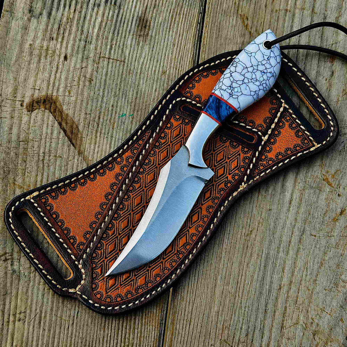 Western Style Cowboy Knife Turquoise Handle - image 5