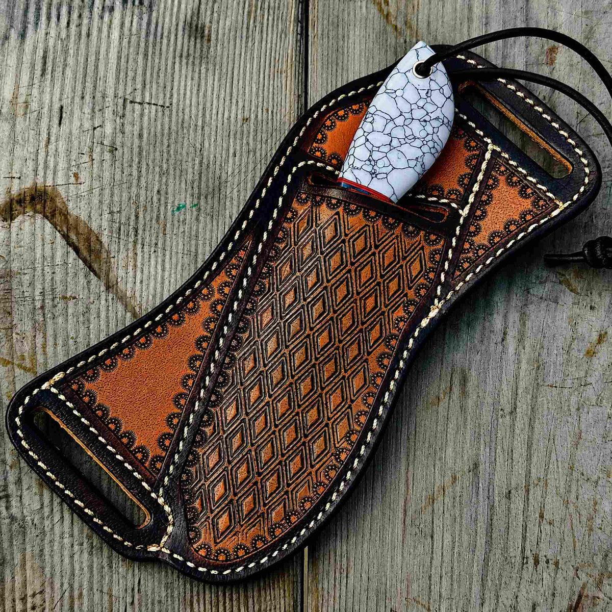 Western Style Cowboy Knife Turquoise Handle - image 6