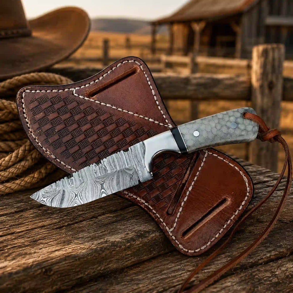 Buckaroo Knife | Damascus Steel with Pakka Wood Handle - image 3