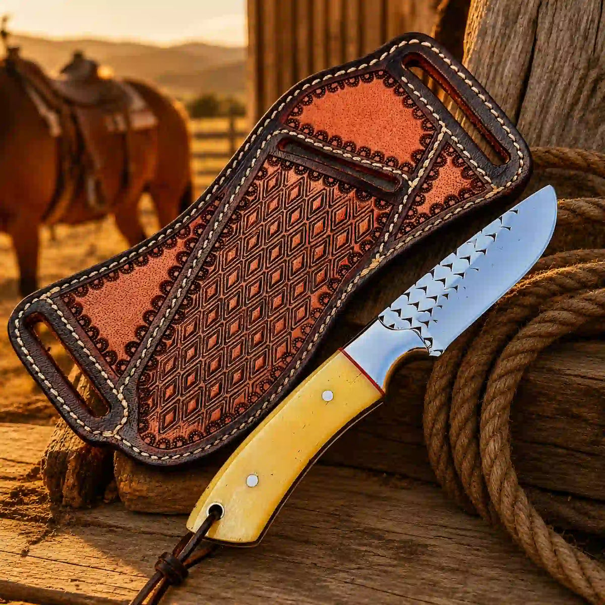 Buckaroo Knife | Rasp Steel with Camel Bone Handle - image 3
