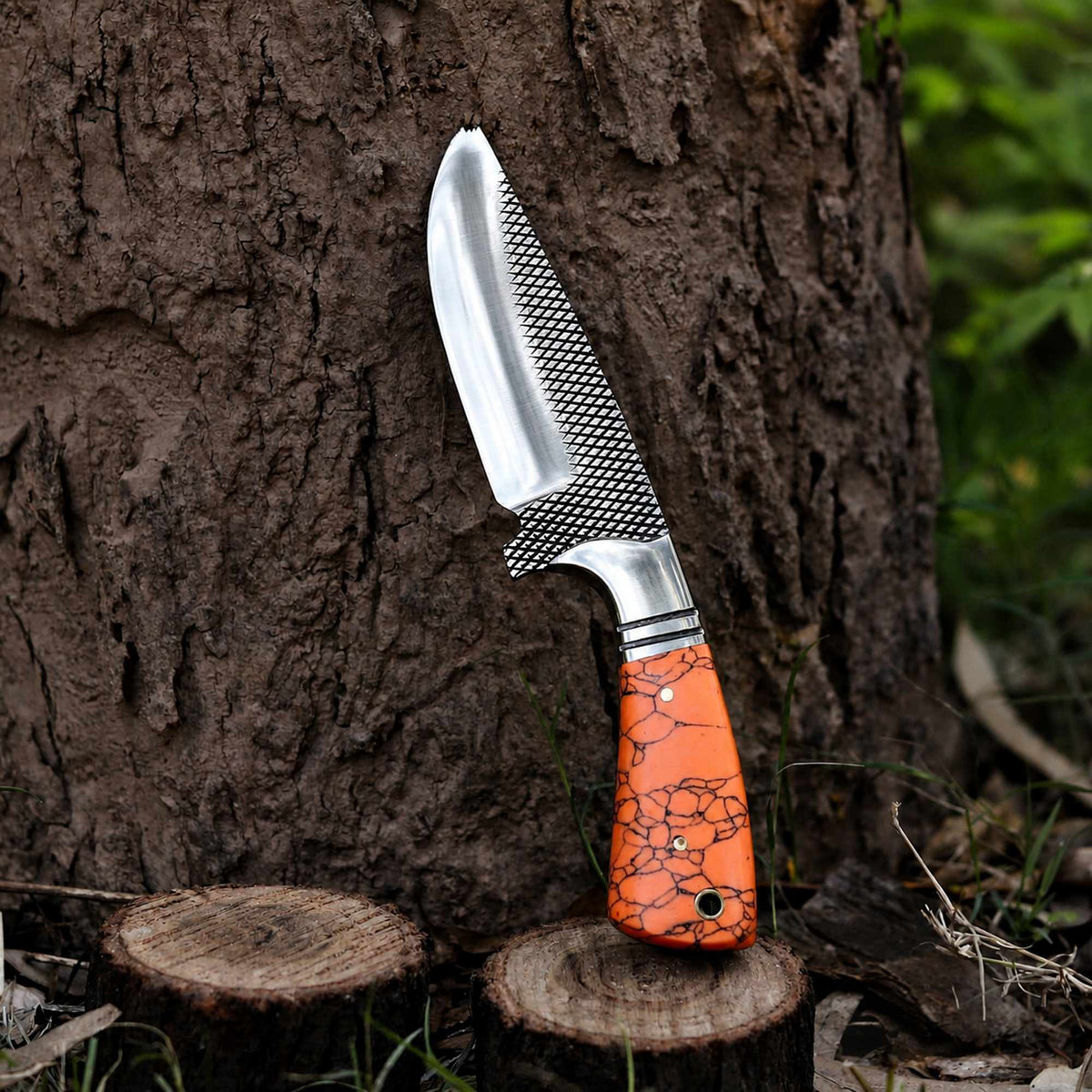 Cowboy Hunting Knife Rasp D2 Steel Turquoise Handle - image 2