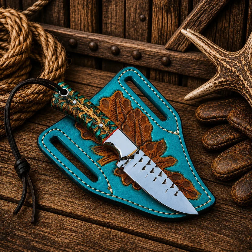 Cowboy Field Knife | Rasp Steel with Pine Cone Handle - image 2