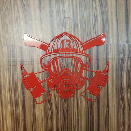Custom Fireman Wall Art with Axe – Personalized Station Number – Firefighter Metal Plaque Memorial – Hero Gift