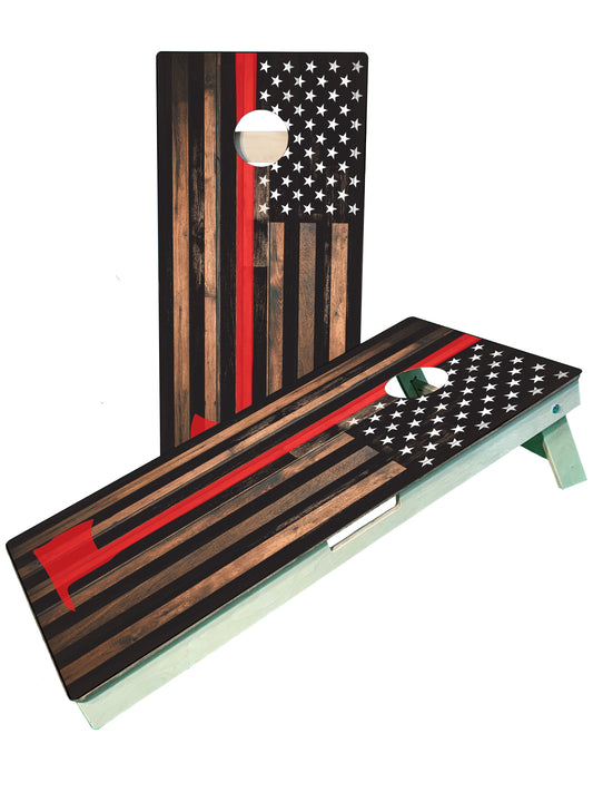 Firefighter Red Line Axe Cornhole Boards