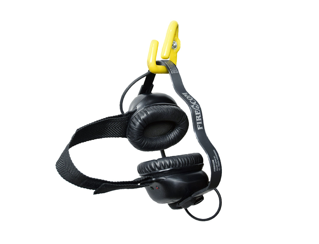 FireCom NFPA hanger hook on headset